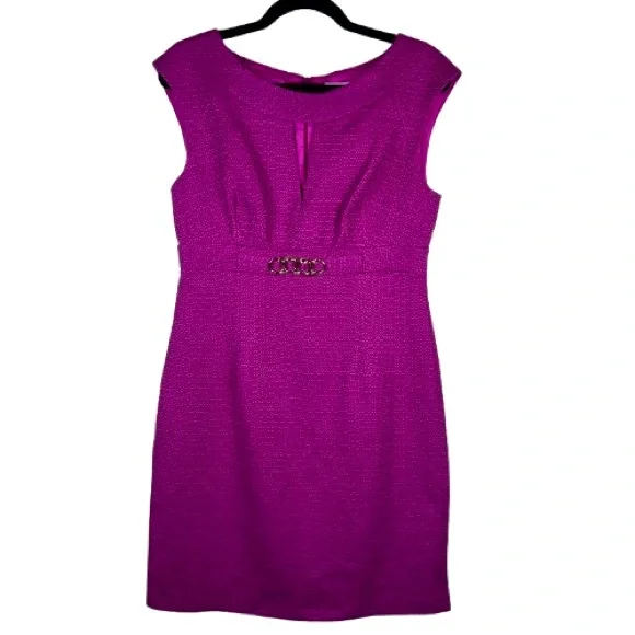 Trina Turk Women's Pink/Purple Jacquard Designer Luxury Sheath Dress Medium - Picture 1 of 9